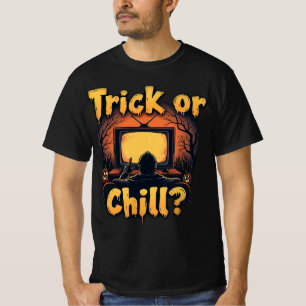 Trick or Chill Halloween's Day Horror Vibes Men T-Shirt