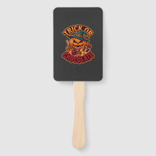 Trick Or Chocolate Halloween Pumpkin Witch Hat Can Hand Fan