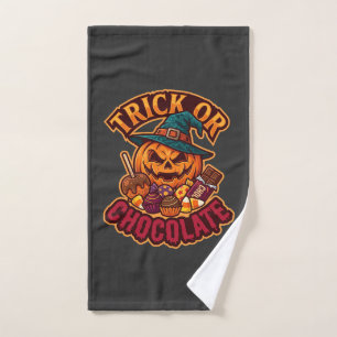 Trick Or Chocolate Halloween Pumpkin Witch Hat Can Hand Towel
