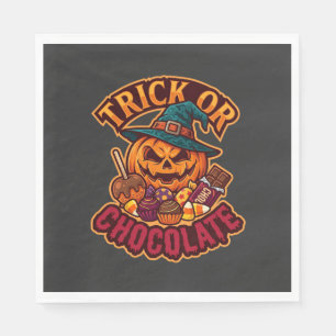 Trick Or Chocolate Halloween Pumpkin Witch Hat Can Napkin