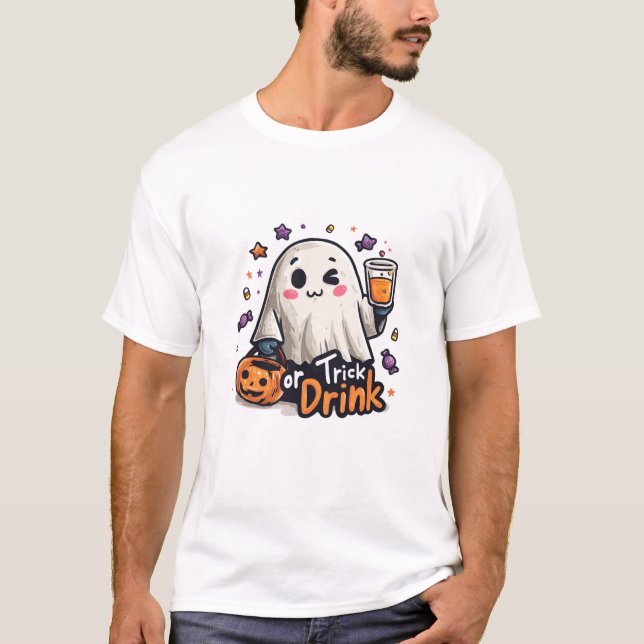 trick or dring halloween spooky ghost tshirt  (Front)