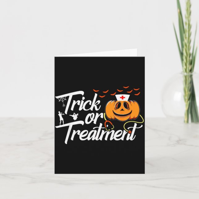 Trick Or Funny Medical Personnel Halloween Nurse  Card (Front)