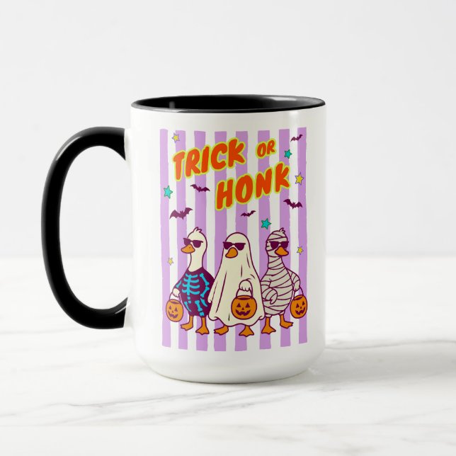 Trick or Honk Silly Goose Halloween Mug (Left)