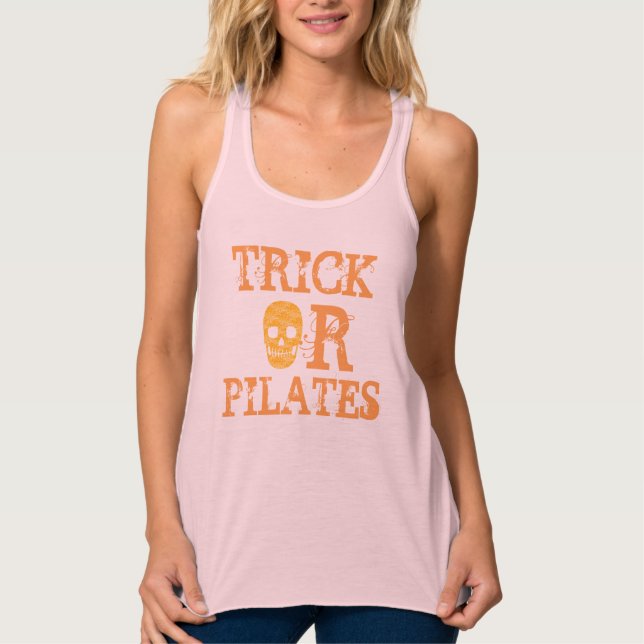 Trick or Pilates for Halloween Workout Singlet (Front)