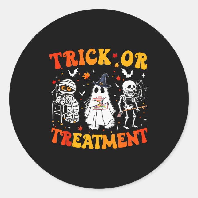 Trick Or Pt Physical Therapy Therast Halloween  Classic Round Sticker (Front)