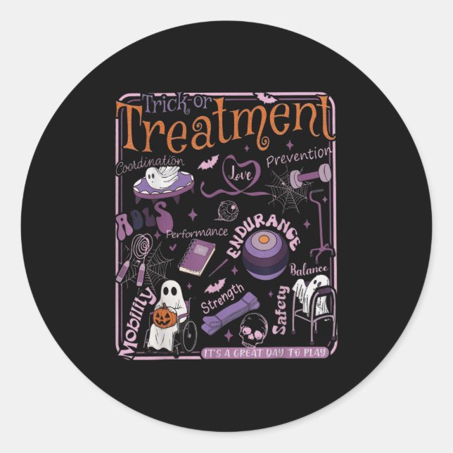 Trick Or Pt Physical Therapy Therast Halloween  Classic Round Sticker (Front)