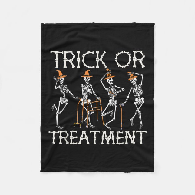 Trick Or Pt Physical Therapy Therast Halloween  Fleece Blanket (Front)