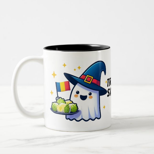 Trick or sarmale - Romanian Diaspora ghost Mug (Left)