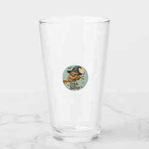 Trick or Sleep � Cute Witch Sloth Halloween Pun Ar Glass