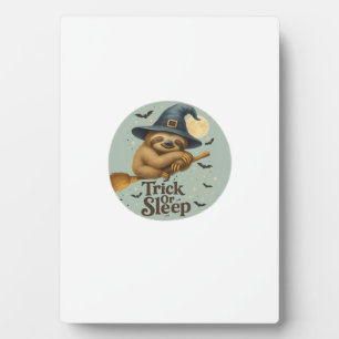 Trick or Sleep � Cute Witch Sloth Halloween Pun Ar Plaque