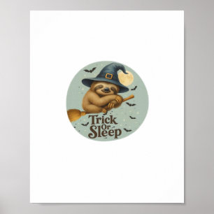 Trick or Sleep – Cute Witch Sloth Halloween Pun Ar Poster