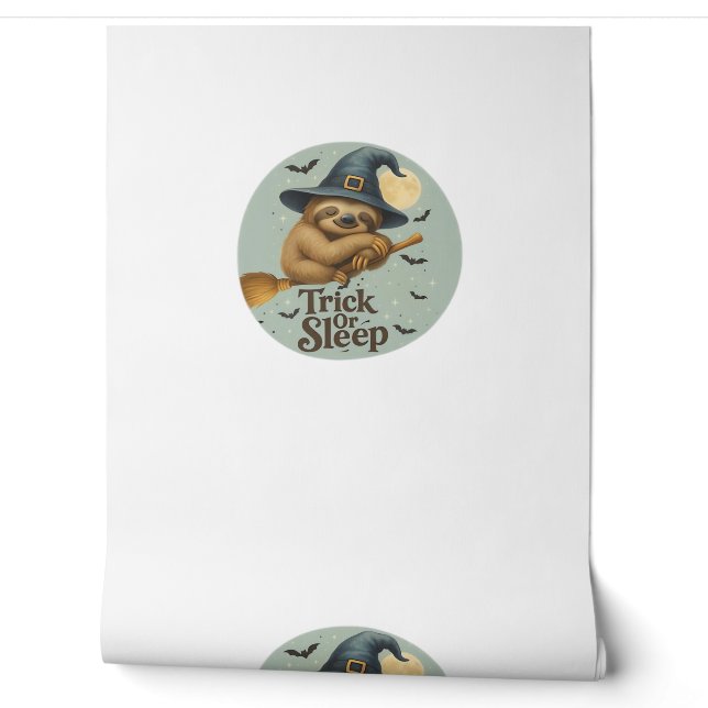 Trick or Sleep – Cute Witch Sloth Halloween Pun Ar Wallpaper (Unrolling)