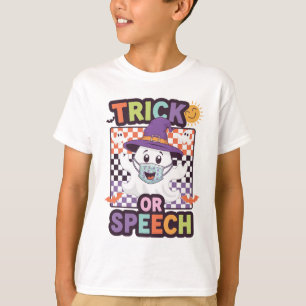 Trick or Speech Orange Black Funny Halloween Ghost T-Shirt