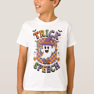 Trick or Speech Orange Black Funny Halloween Ghost T-Shirt