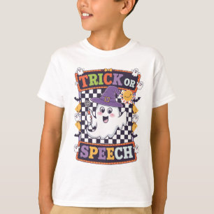 Trick or Speech Orange Funny Halloween Ghost T-Shirt