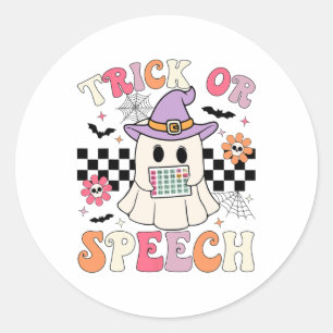 Trick Or Speech Retro Slp Halloween Speech Therapy Classic Round Sticker