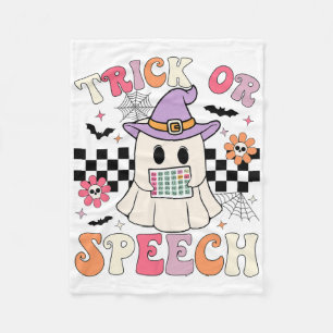 Trick Or Speech Retro Slp Halloween Speech Therapy Fleece Blanket