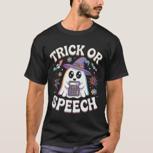 Trick Or Speech Retro Slp Halloween Speech Therapy T-Shirt