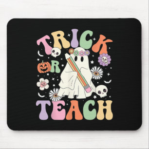 Trick Or Teach Cute Teacher Halloween Retro Floral Mouse Pad