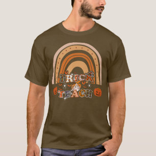 Trick Or Teach Funny Teacher Halloween Rainbow Cos T-Shirt