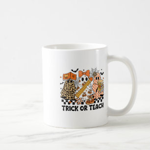 Trick Or Teach Ghost Teacher Halloween Retro Cherr Coffee Mug