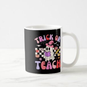 Trick Or Teach Groovy Teacher Halloween Retro Flor Coffee Mug