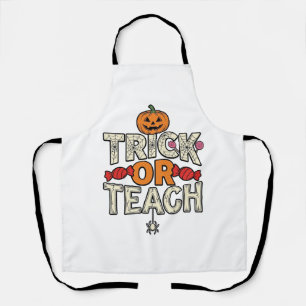 Trick Or Teach Halloween Teacher Vintage Vector De Apron
