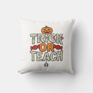 Trick Or Teach Halloween Teacher Vintage Vector De Cushion