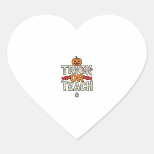 Trick Or Teach Halloween Teacher Vintage Vector De Heart Sticker