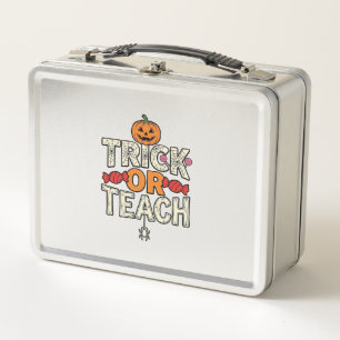 Trick Or Teach Halloween Teacher Vintage Vector De Metal Lunch Box