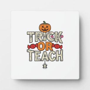 Trick Or Teach Halloween Teacher Vintage Vector De Plaque
