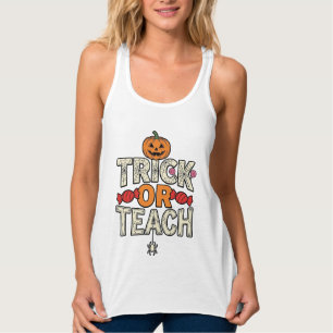 Trick Or Teach Halloween Teacher Vintage Vector De Singlet