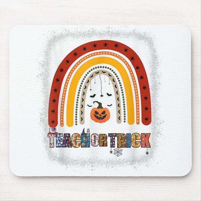 Trick Or Teach Leopard Rainbow Teacher Halloween C Mouse Pad (Front)