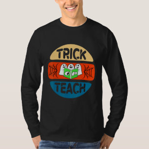 Trick Or Teach One Spooky Teacher Messy Bun Hallow T-Shirt