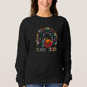 Trick Or Teach Rainbowhalloween Cute Pumpkin Teach Sweatshirt