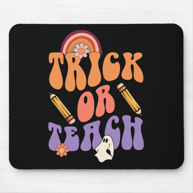 Trick Or Teach Retro Fall Halloween Costumes Teach Mouse Pad (Front)