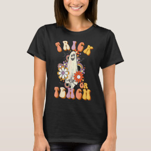 Trick Or Teach Retro Groovy Teacher Halloween Flor T-Shirt