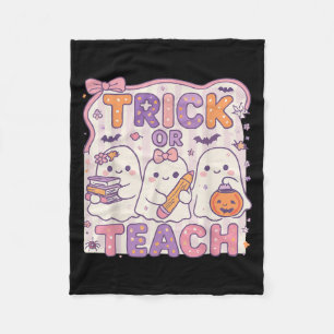 Trick Or Teach Retro Halloween Teacher Look  Fleece Blanket