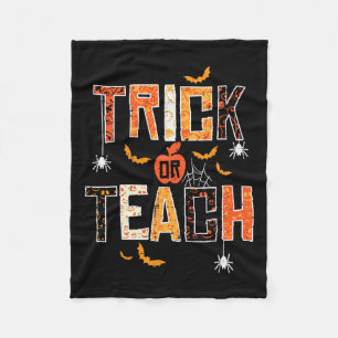 Trick Or Teach Retro Halloween Teacher Women Men C Fleece Blanket