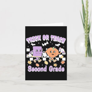 Trick Or Teach Second Grade Teacher Book Pumpkin H Card