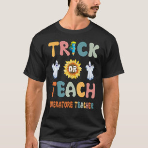 Trick Or Teach Spooky Season Cute Ghost Literature T-Shirt