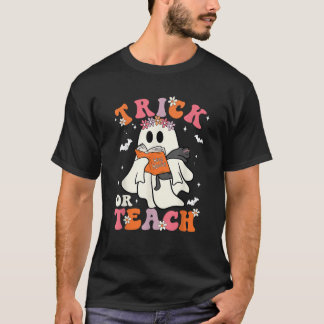 Trick Or Teach Spooky Teacher Cute Ghost Read Book T-Shirt