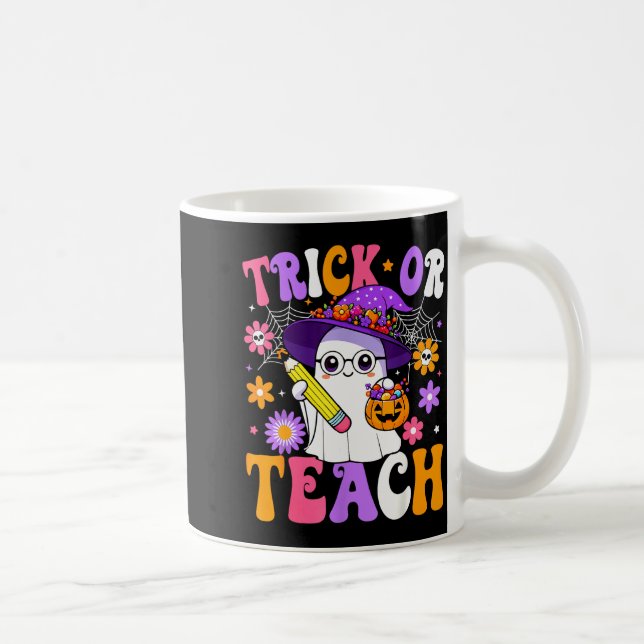 Trick Or Teach Teacher Ghost Teaching Fun Hallowee Coffee Mug (Right)