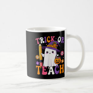 Trick Or Teach Teacher Pencil Ghost Funny Hallowee Coffee Mug