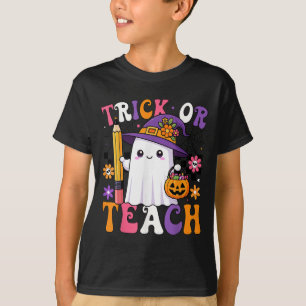 Trick Or Teach Teacher Pencil Ghost Funny Hallowee T-Shirt