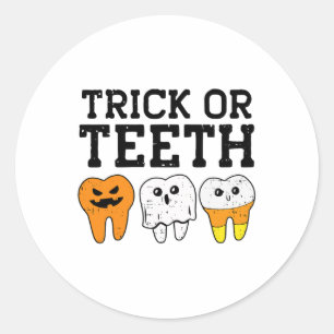 Trick Or Teeth Dental Istant Dentist Halloween Cos Classic Round Sticker