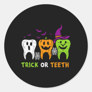 Trick Or Teeth Funny Dental Squad Halloween Dentis Classic Round Sticker