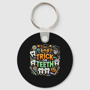 Trick Or Teeth Funny Dentist Halloween Dental Hygi Key Ring