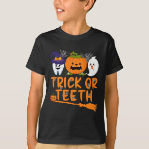 Trick Or Teeth Funny Dentist Halloween Dental Squa T-Shirt