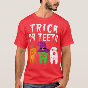 Trick or Teeth Funny Halloween Dental Hygienist De T-Shirt